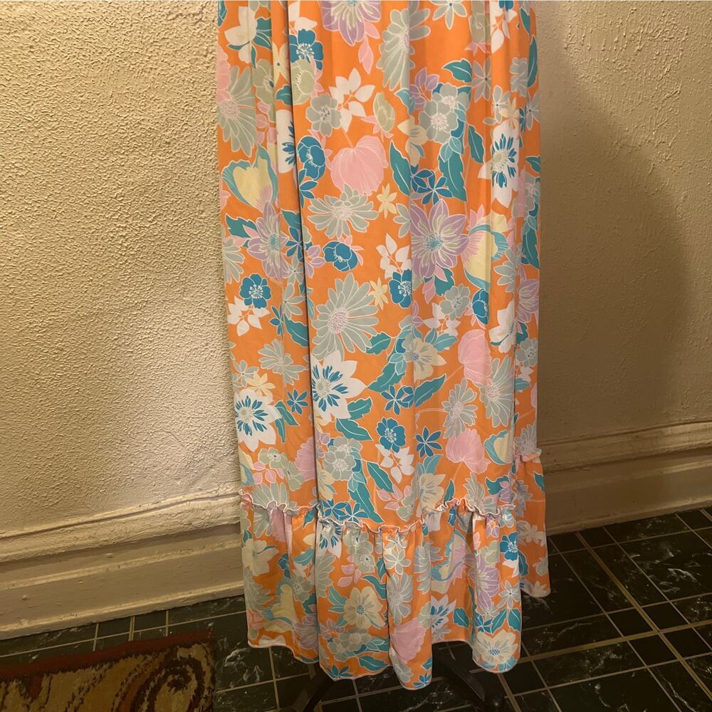 Velvet Torch Los Angeles Floral Print Tiered Midi Slip Dress Size XS - Picture 6 of 13